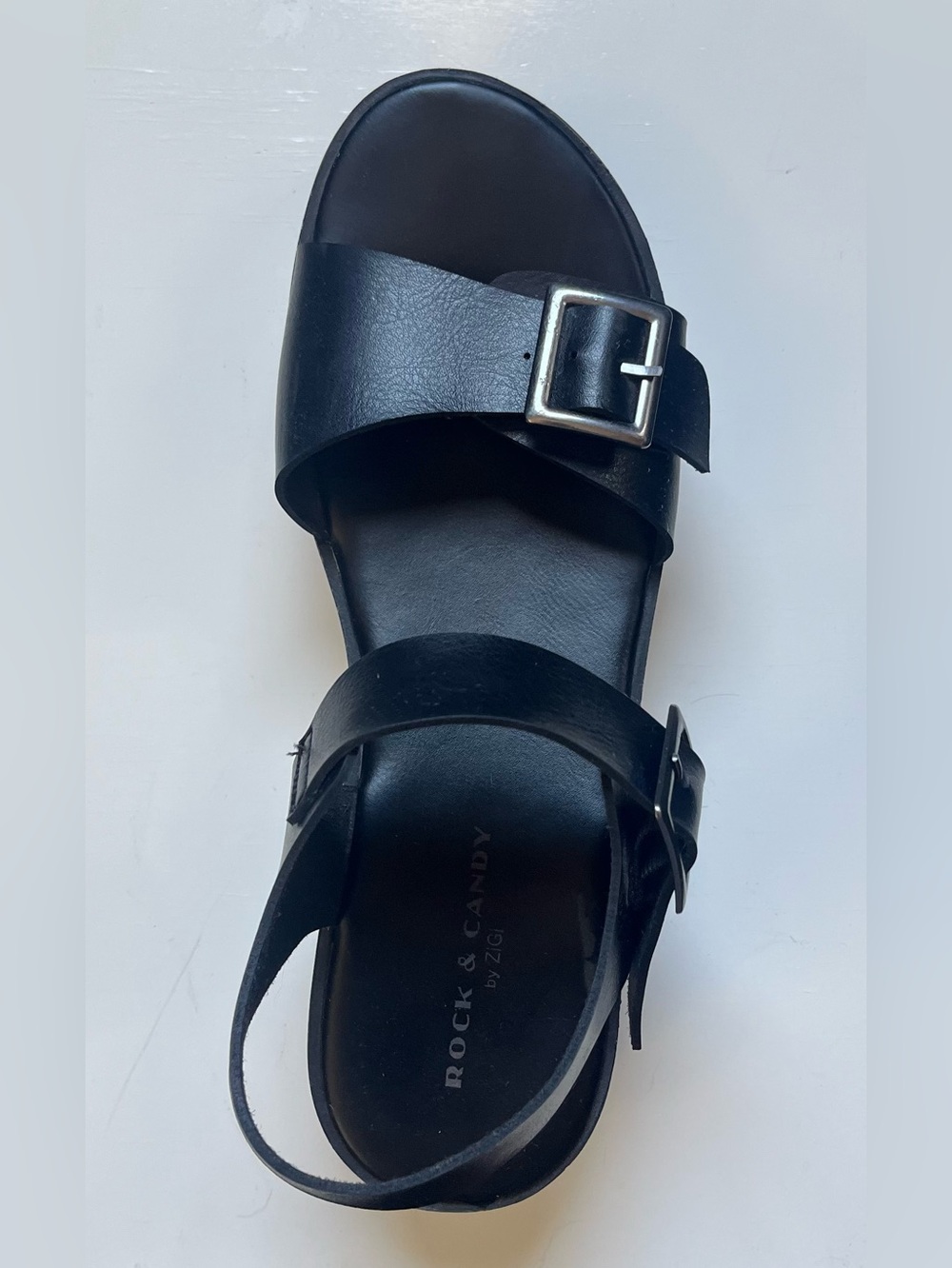 Rock & Candy Black Double Buckle Platform Sandals - Picture 2 of 8
